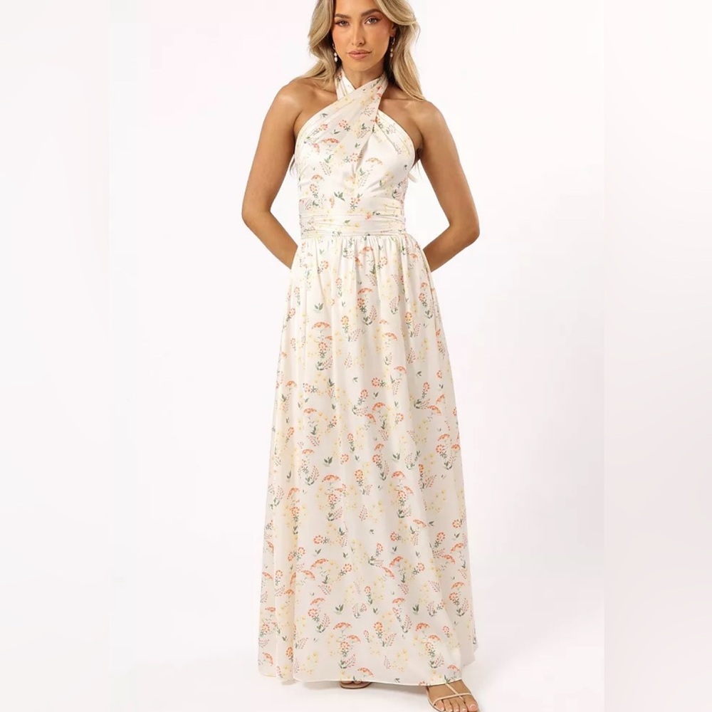 Cross Front halter maxi Wedding Guest Dress